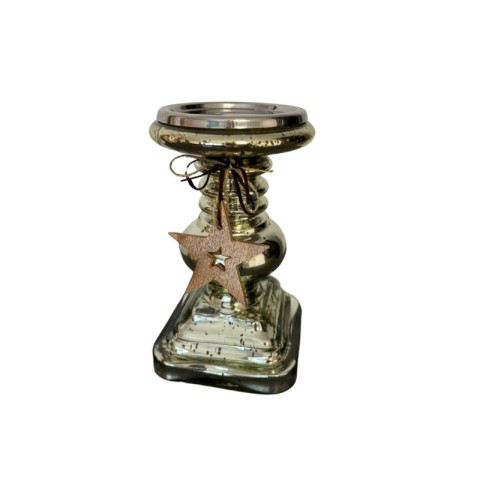 CANDELIERE VETRO CHAMPAGNE H.22 2